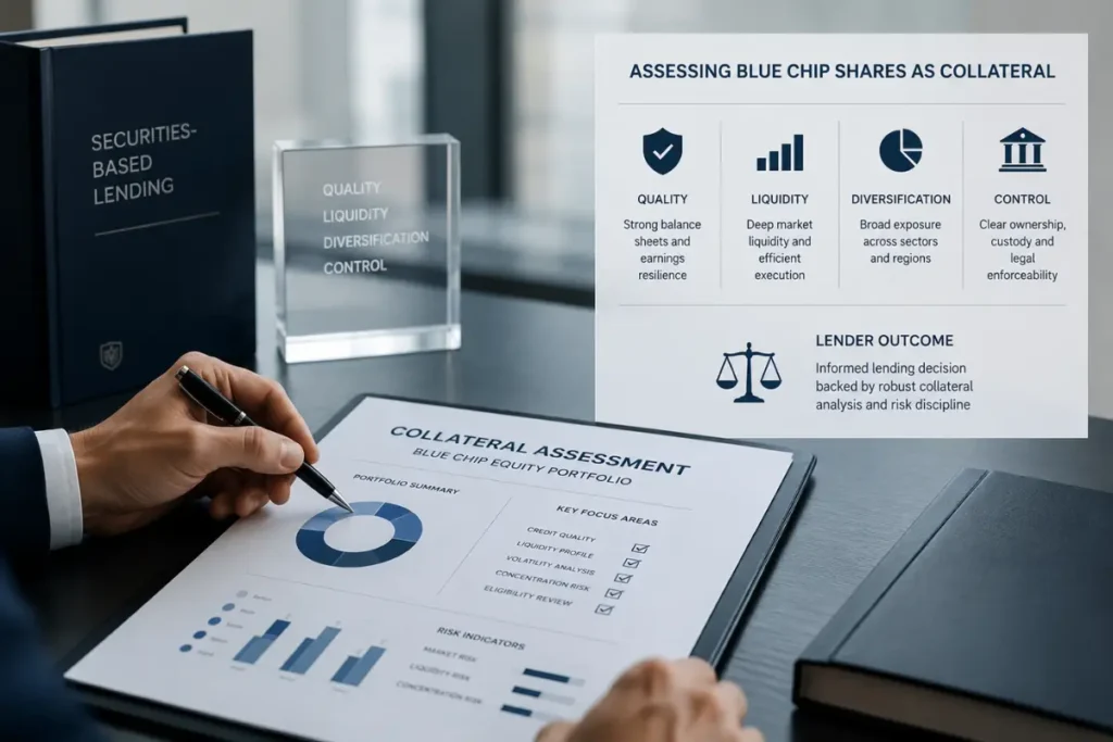 Lender assessment of blue chip shares as collateral for securities-based lending