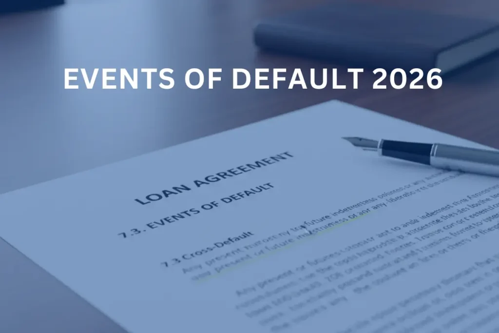 loan agreement document showing default clauses in corporate finance