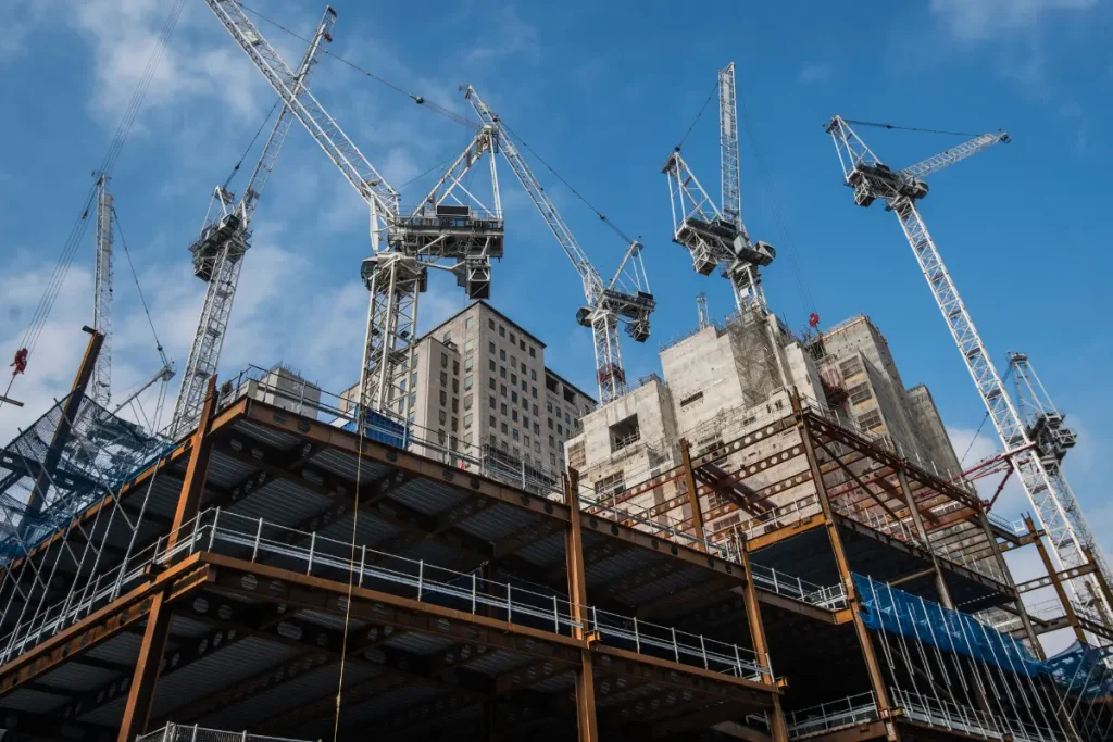 Commercial real estate construction site funded through a construction loan in commercial real estate